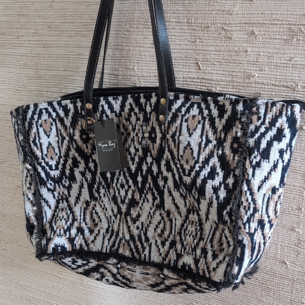 Myra Jenson Bluff Black and Cream Weekender Tote